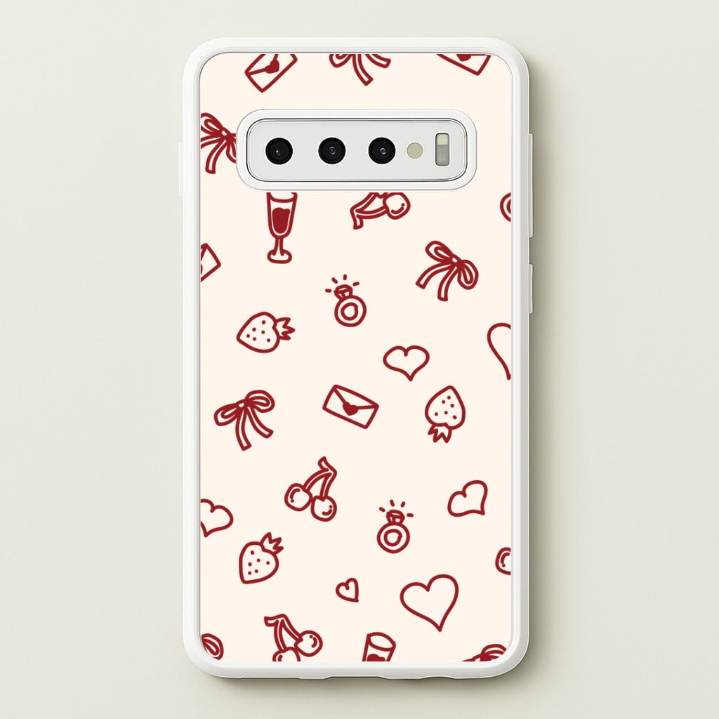 Valentines Doodles Galaxy S10 Plus Case