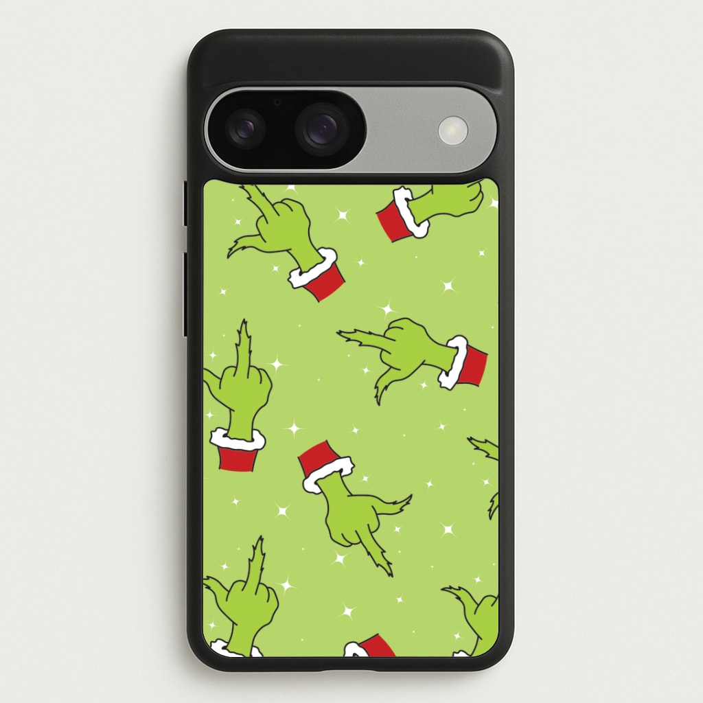 Green Middle Finger Christmas Pattern Google Pixel 9 / 9 Pro Case