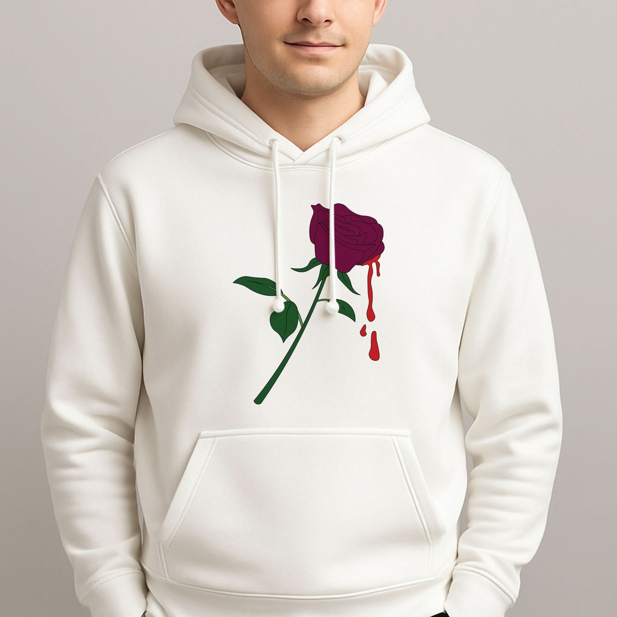 Dark Pink Rose Mens Hoodie