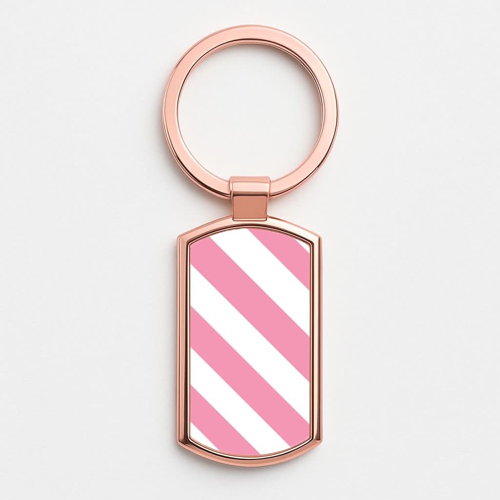 Candy Cane Stripes Rose Gold Keyring