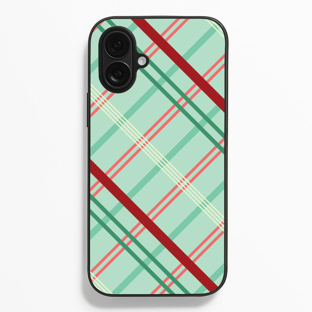 Pastel Tartan Christmas Pattern iPhone 16 Plus Case