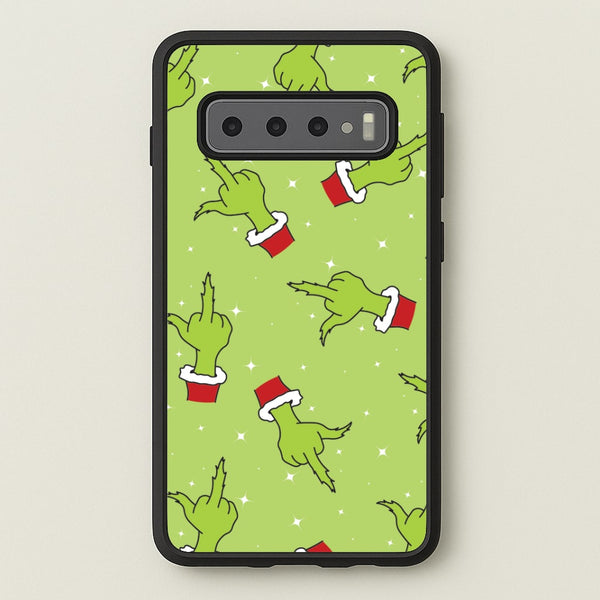 Green Middle Finger Christmas Pattern Galaxy S10 Case