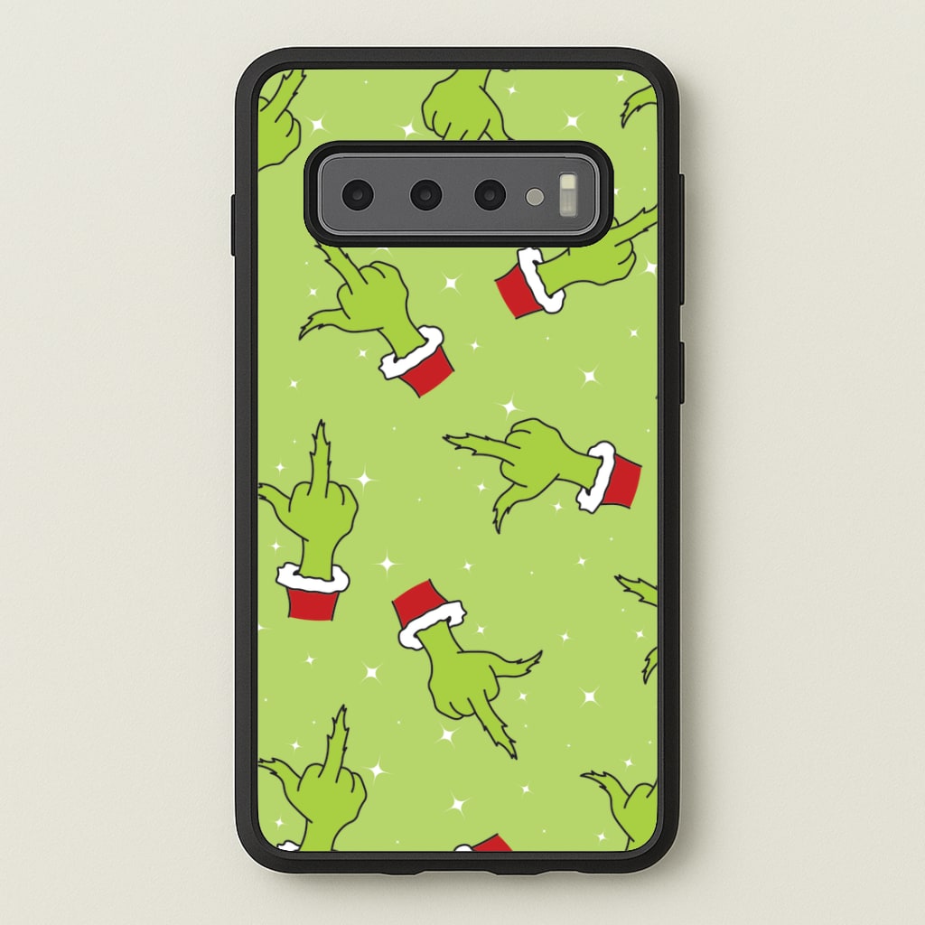 Green Middle Finger Christmas Pattern Galaxy S10 Plus Case