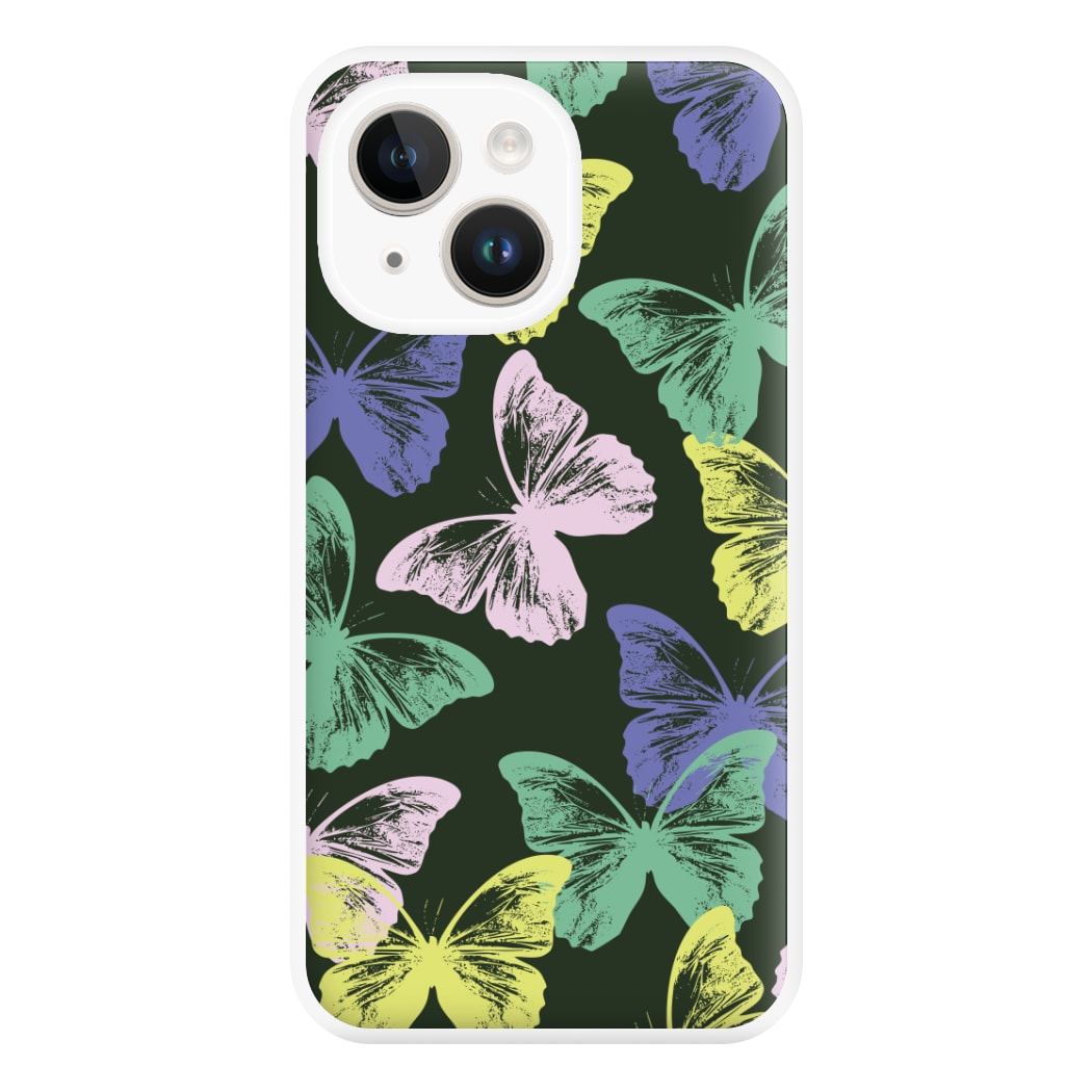 Colourful Butterfly Stamps Pattern iPhone 14 Plus Case