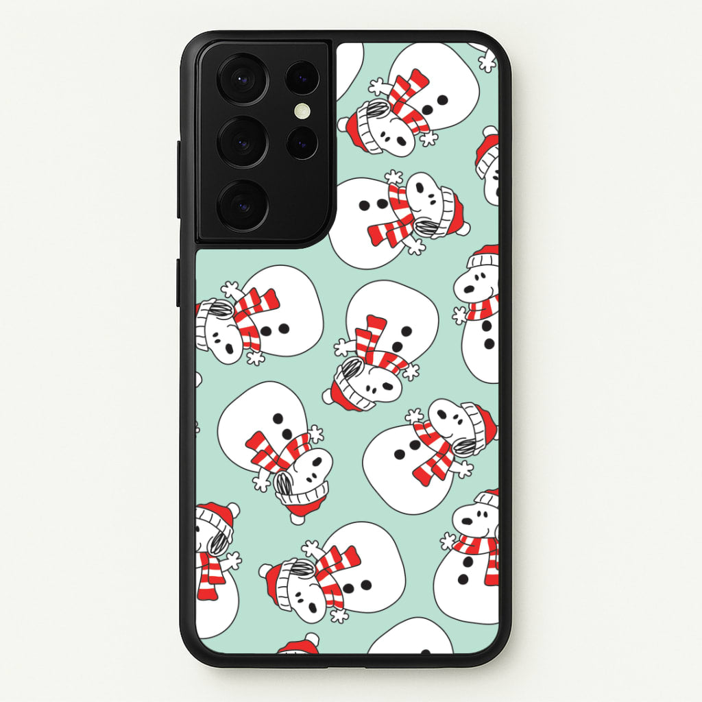 Cartoon Beagle Snowman Pattern Galaxy S21 Ultra Case