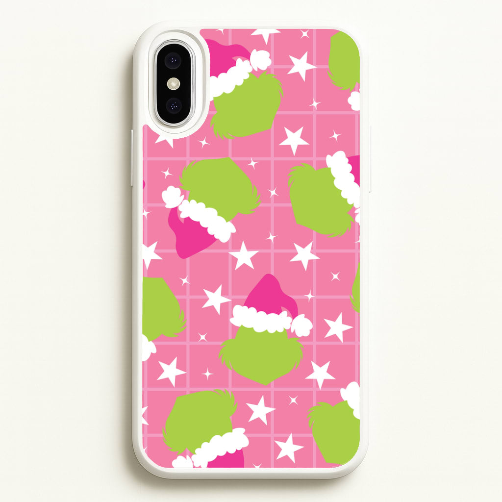 Pink Green Creature Xmas Pattern iPhone XS Max Case