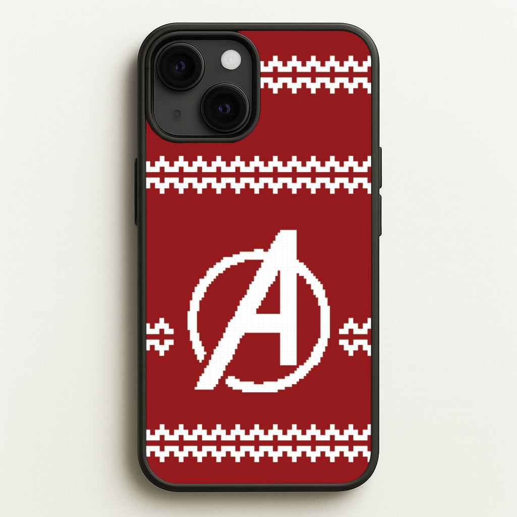 Superhero Team Red Christmas Jumper iPhone 13 Case