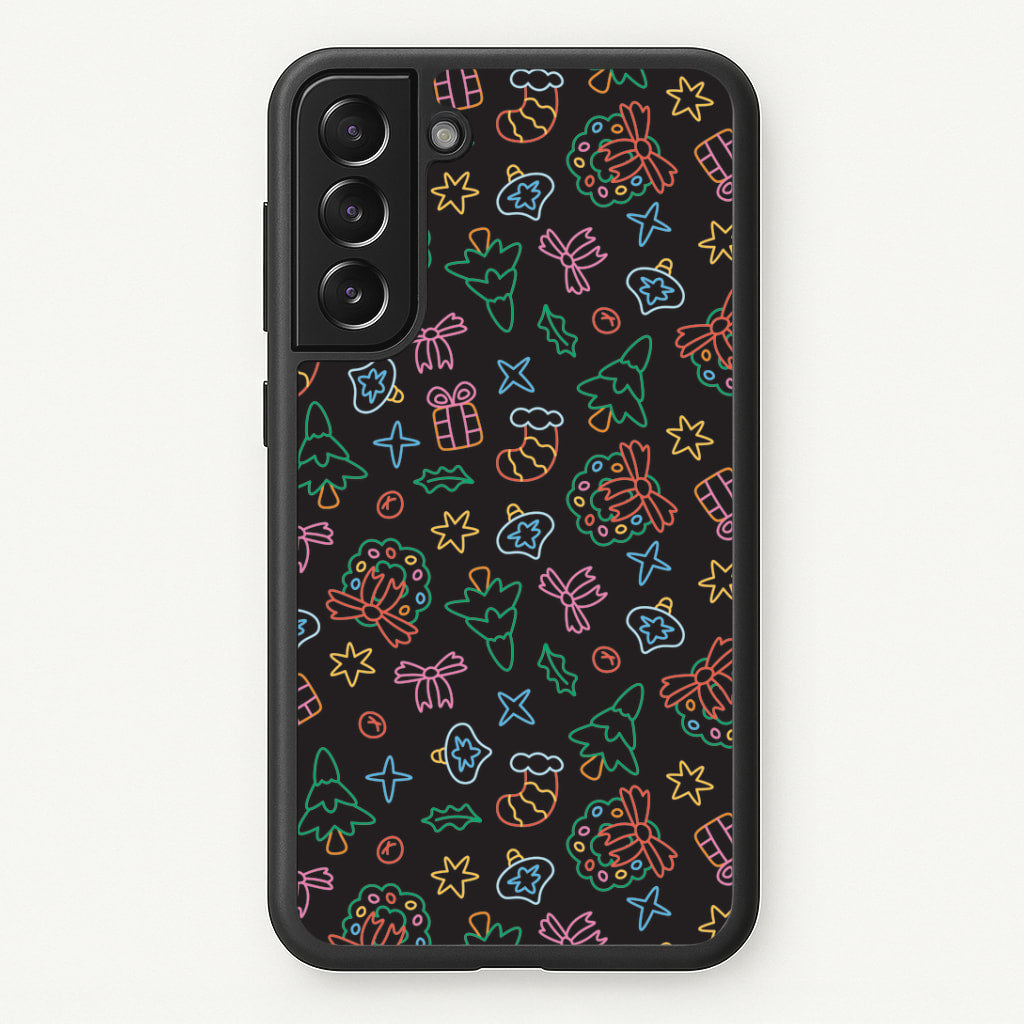 Neon Christmas Icons Pattern I Galaxy S21 Plus Case