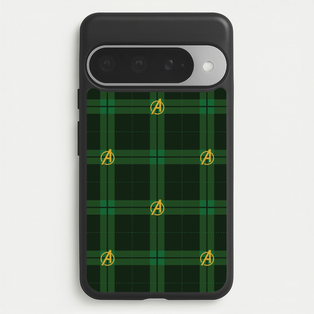 Superhero Team Green Tartan Pattern Google Pixel 10 Pro XL Case