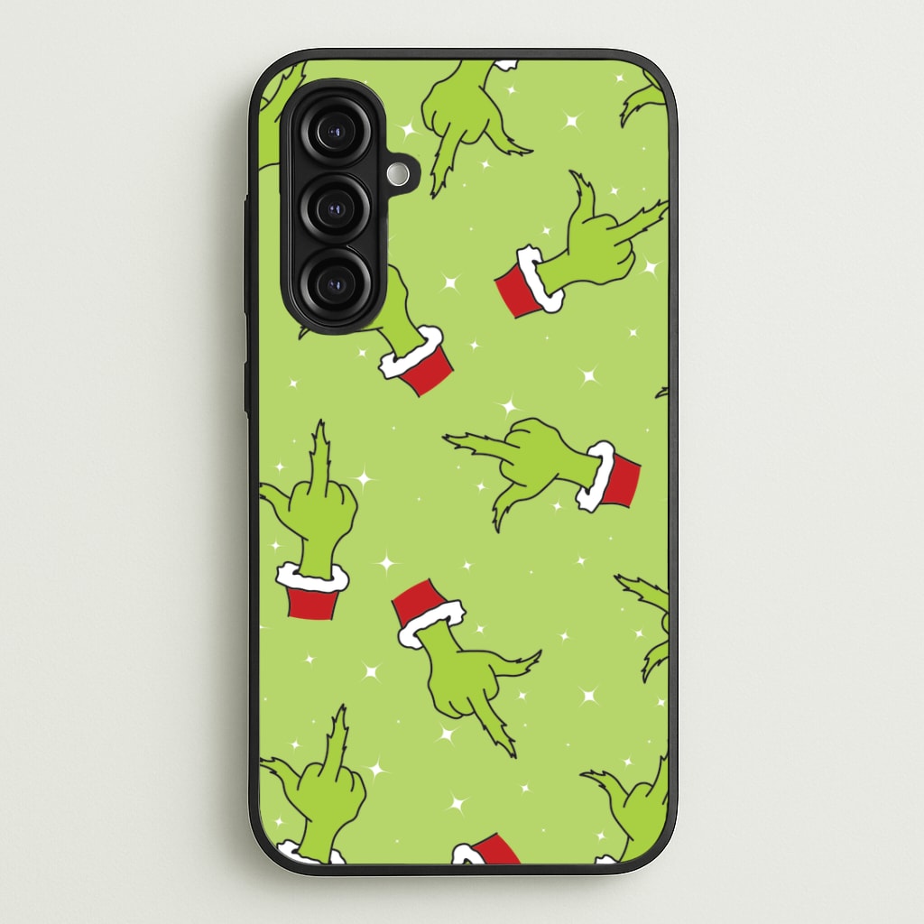 Green Middle Finger Christmas Pattern Galaxy A16 Case