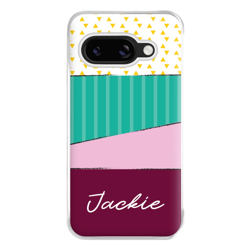 Geometric Patterns Personalised Name Google Pixel 9a Case