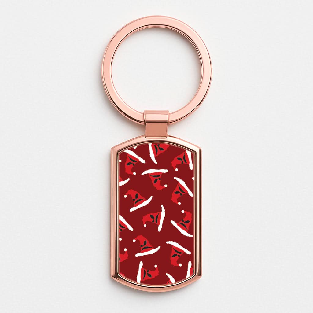 Sorting Christmas Hat Pattern Rose Gold Keyring