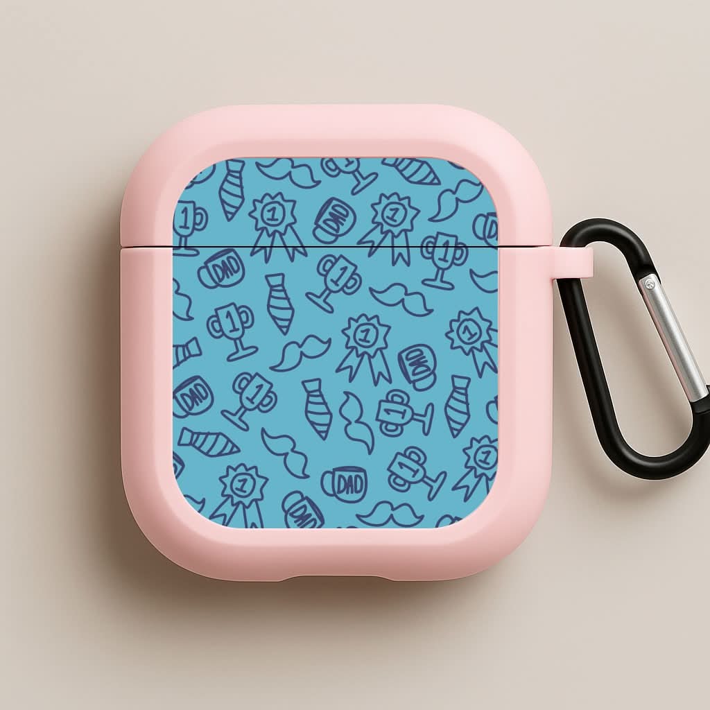 Dad Doodles Pattern Pink AirPods Case