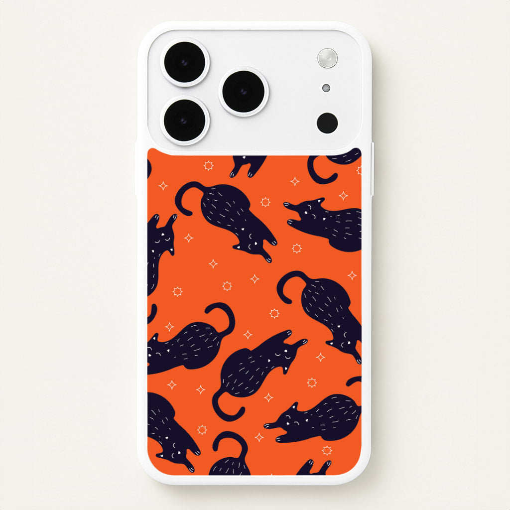 Black Cats And Stars Pattern iPhone 17 Pro Case