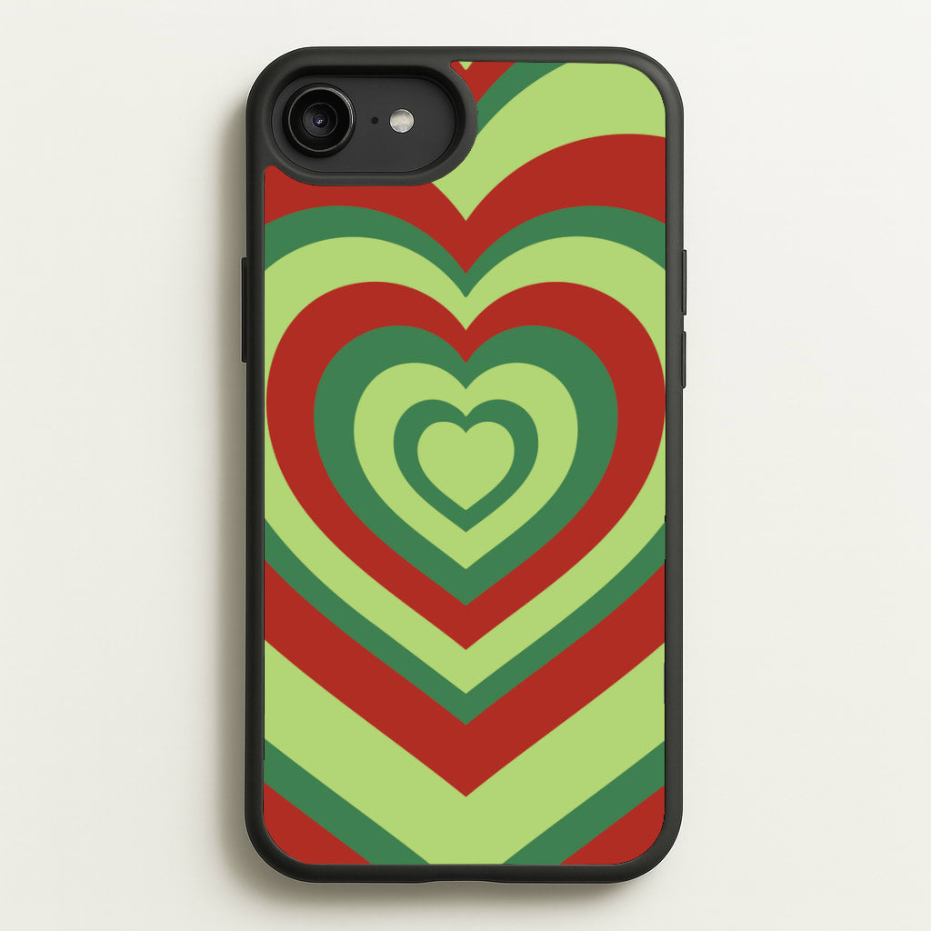 Red And Green Trippy Heart Christmas Pattern iPhone 6 Plus / 7 Plus / 8 Plus Case
