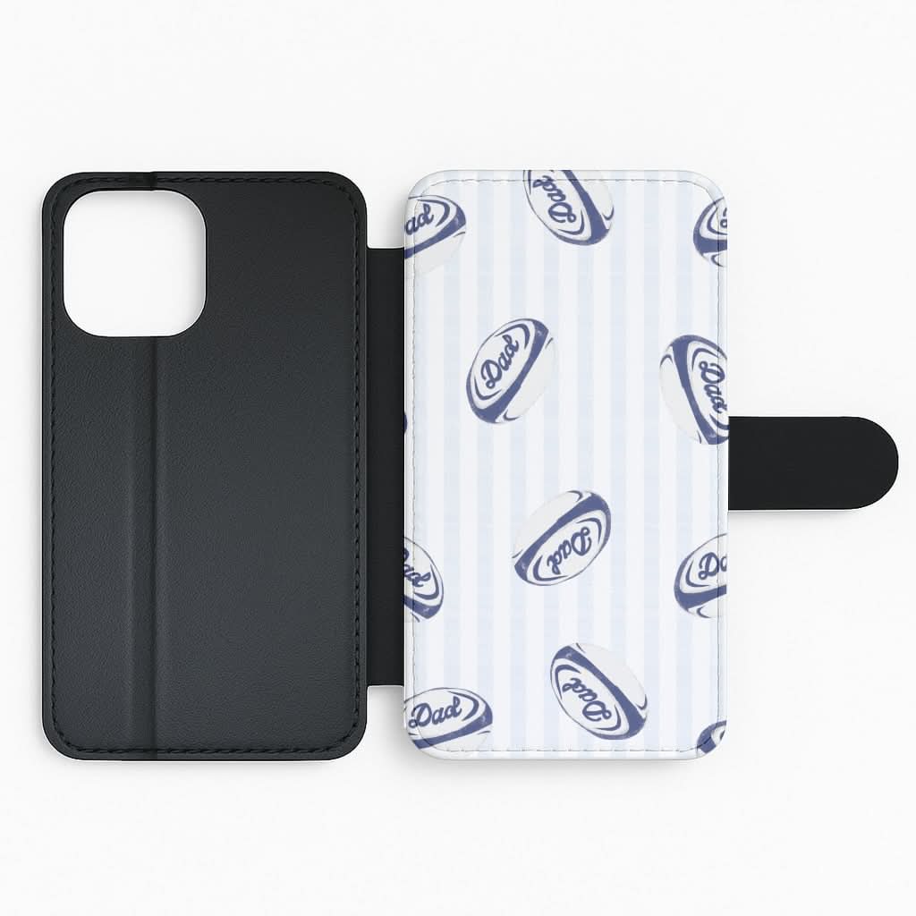 Dad Rugby Ball Pattern Flip Phone Case