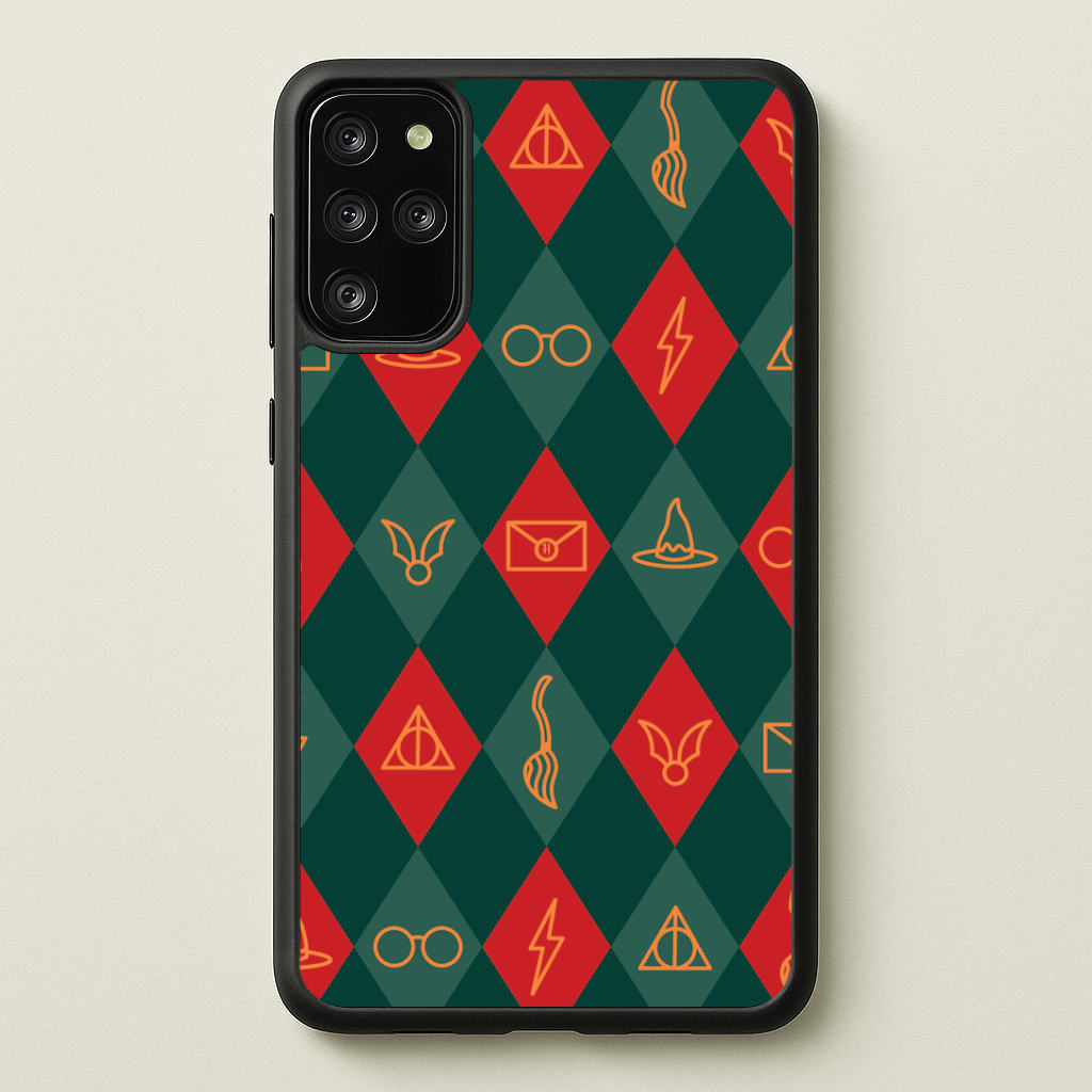 Christmas Wizard Icons Argyle Pattern Galaxy S20 Plus Case