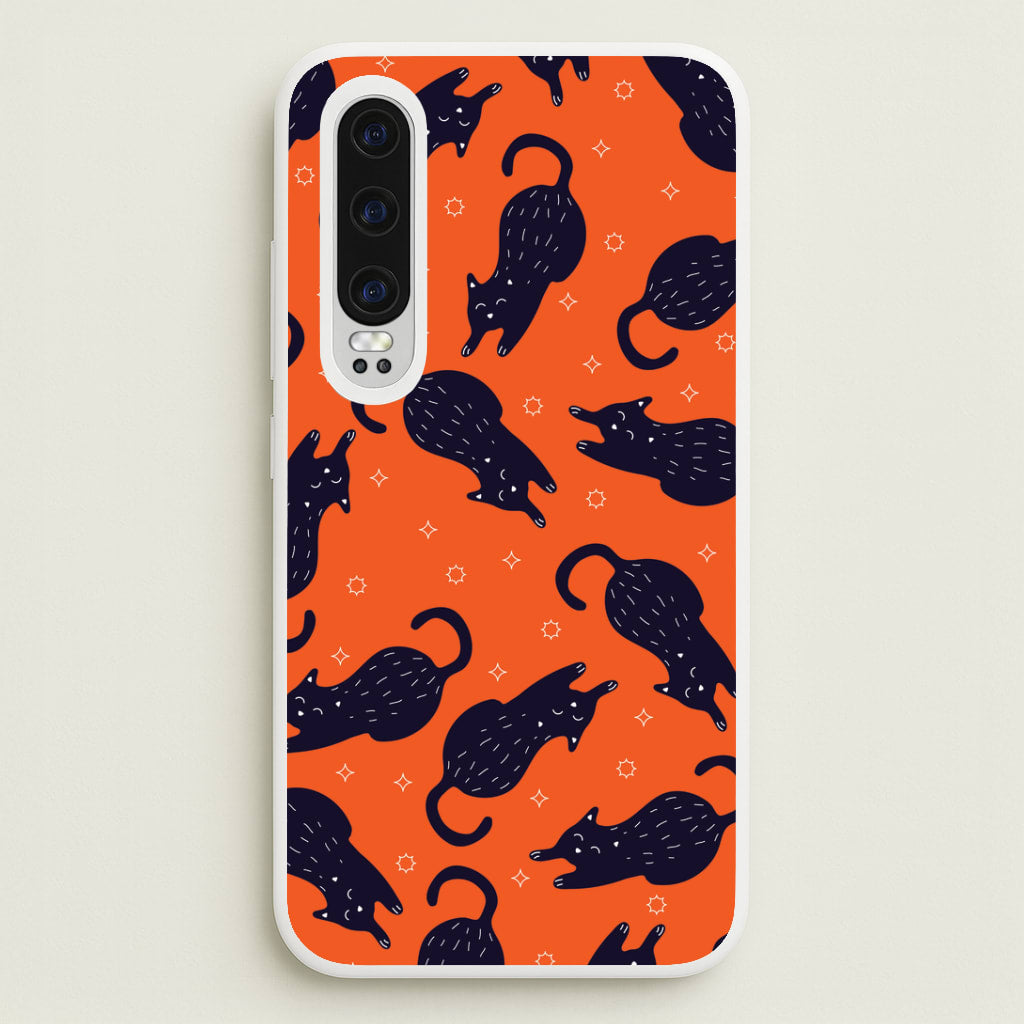 Black Cats And Stars Pattern Huawei P30 Case