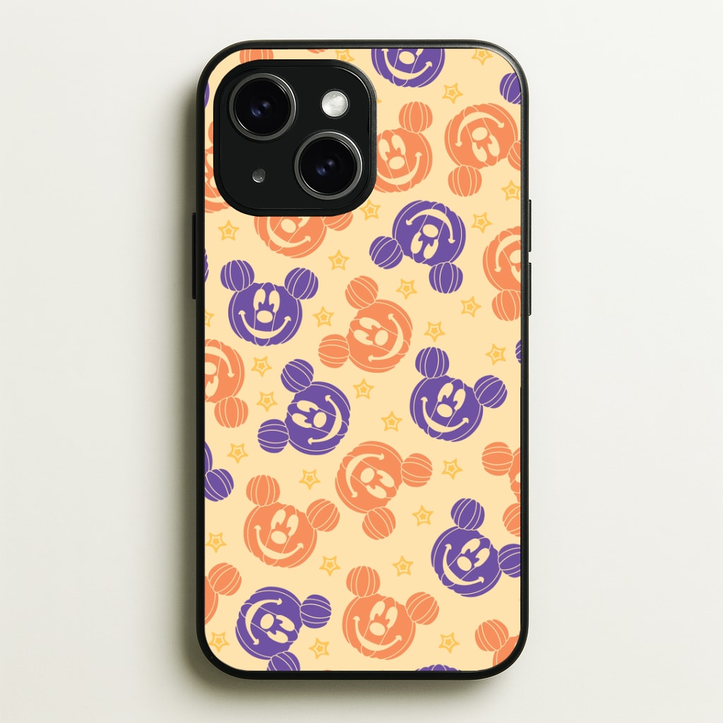 Pumkin Mouse And Stars Pattern iPhone 14 Case