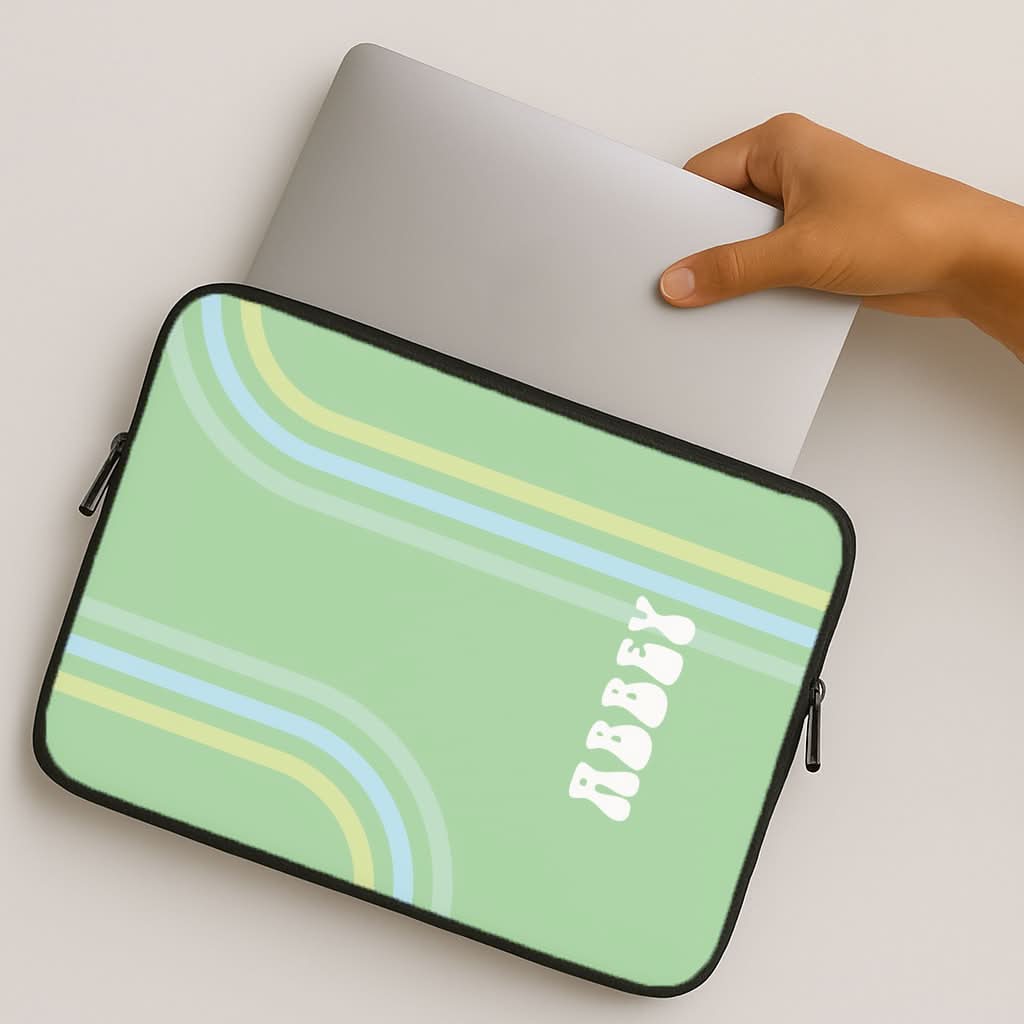 Retro Green Personalised Name MacBook Cover