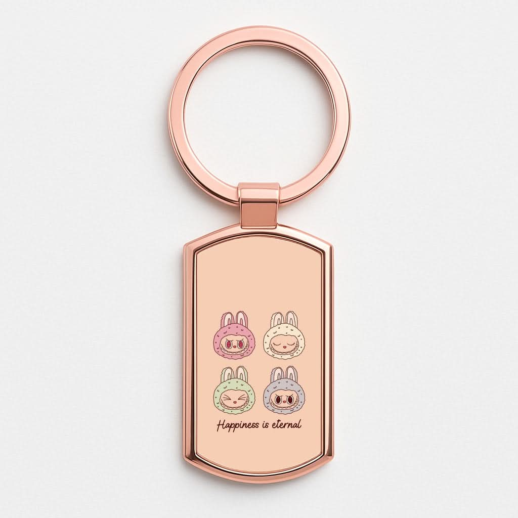 Happiness Is Eternal Monsters Rose Gold Keyring