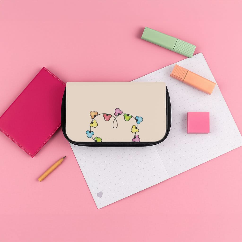 Cartoon Mouse Christmas Fairylights Heart Pencil Case