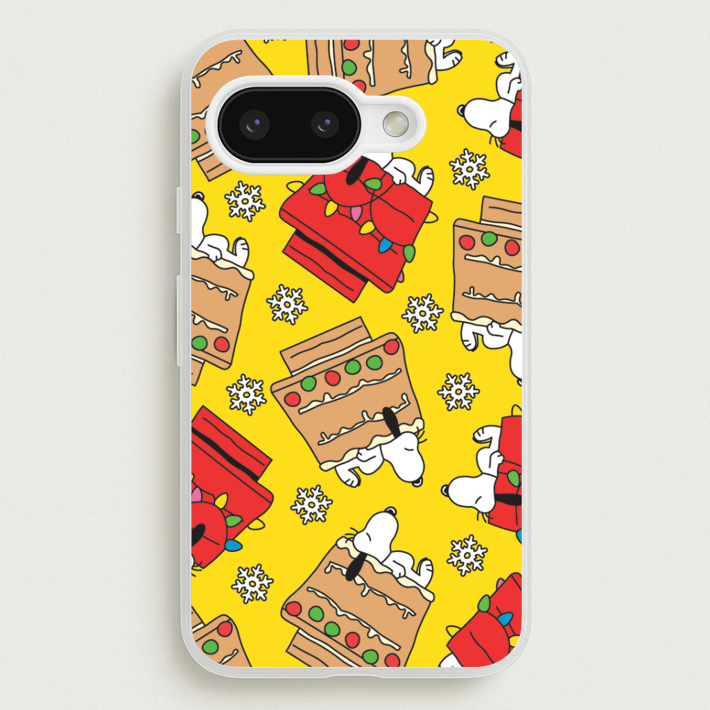 Cartoon Beagle Fairylights And Gingerbead Pattern Google Pixel 9a Case