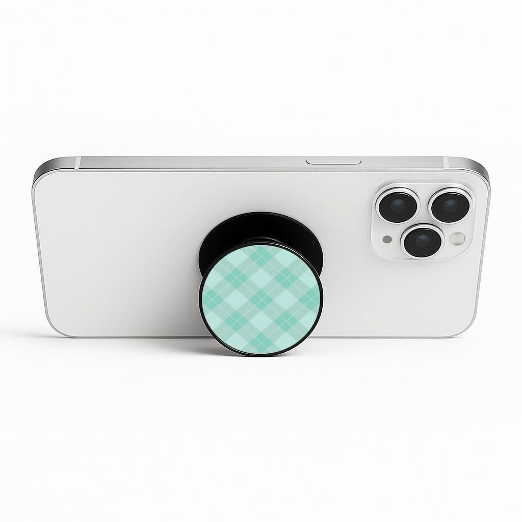 Light Cyan Tartan Christmas Pattern Phone Stand