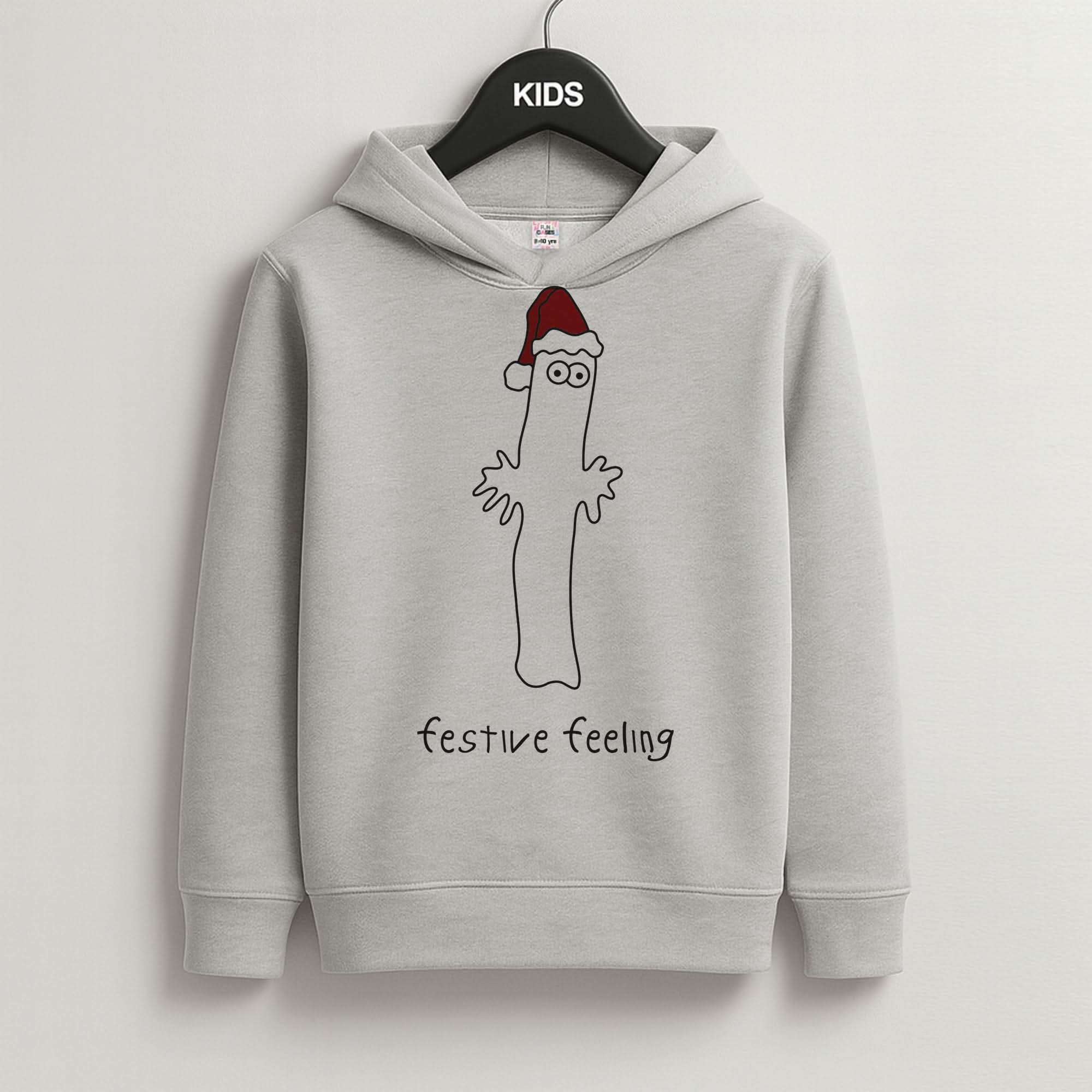 Festive Feeling Wiggly Moom Grey Kids Hoodie