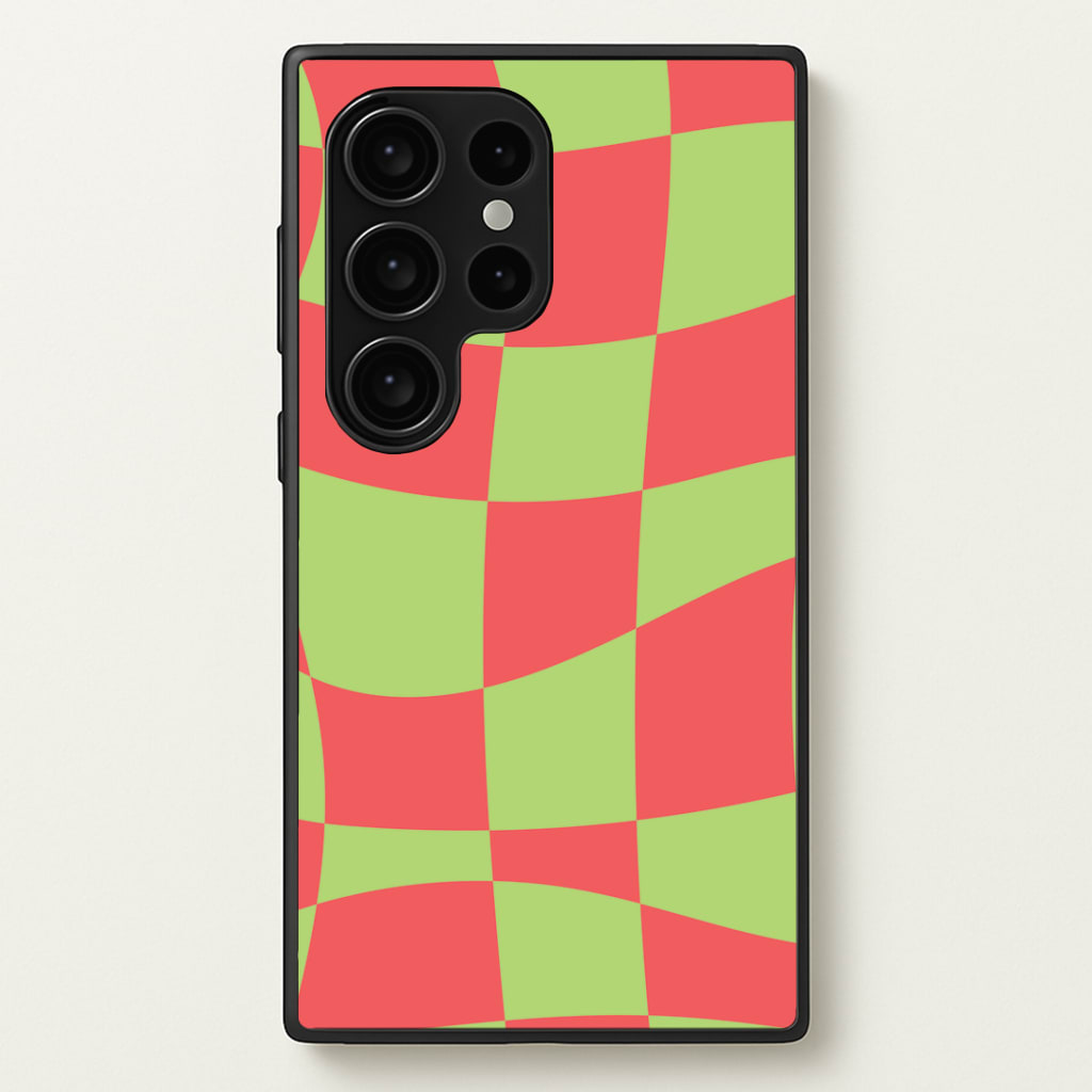 Abstract Red And Green Christmas Pattern Galaxy S24 Ultra Case