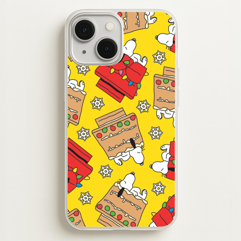 Cartoon Beagle Fairylights And Gingerbead Pattern iPhone 13 Case