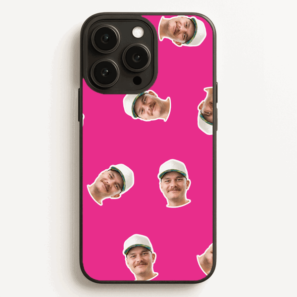 Personalised face phone case shown with different faces, colours and head sizes