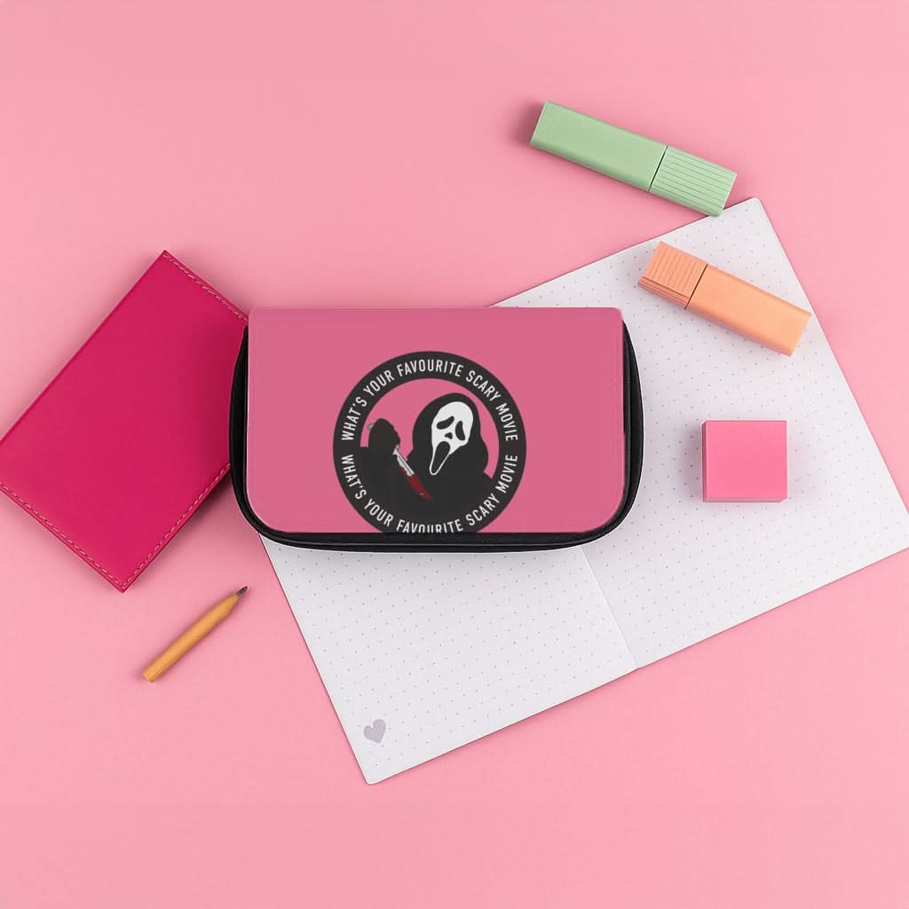 What's Your Favourite Scary Movie Badge Pencil Case
