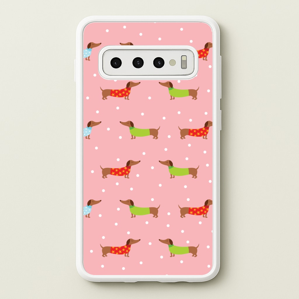 Christmas Jumpers Dachshund Pattern Galaxy S10 Case