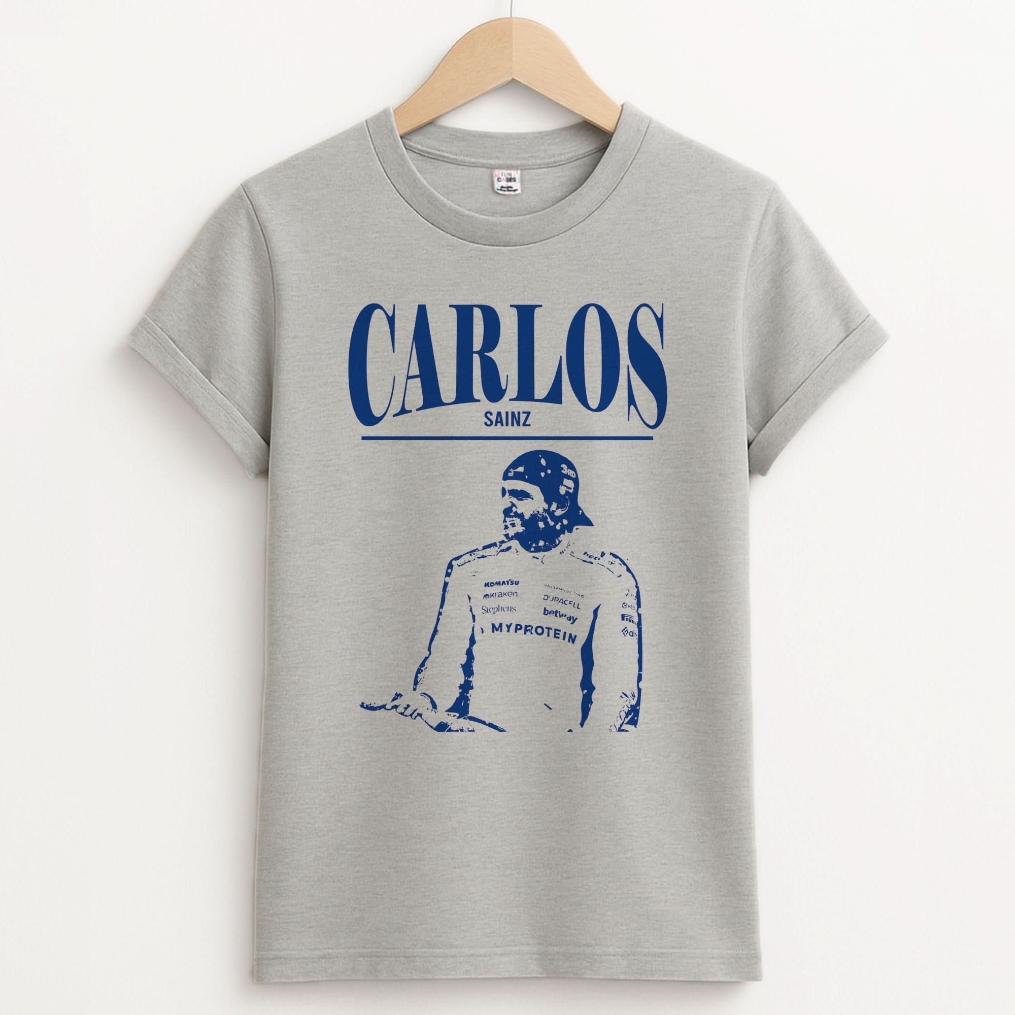 Carlos White And Blue Unisex Grey T-Shirt