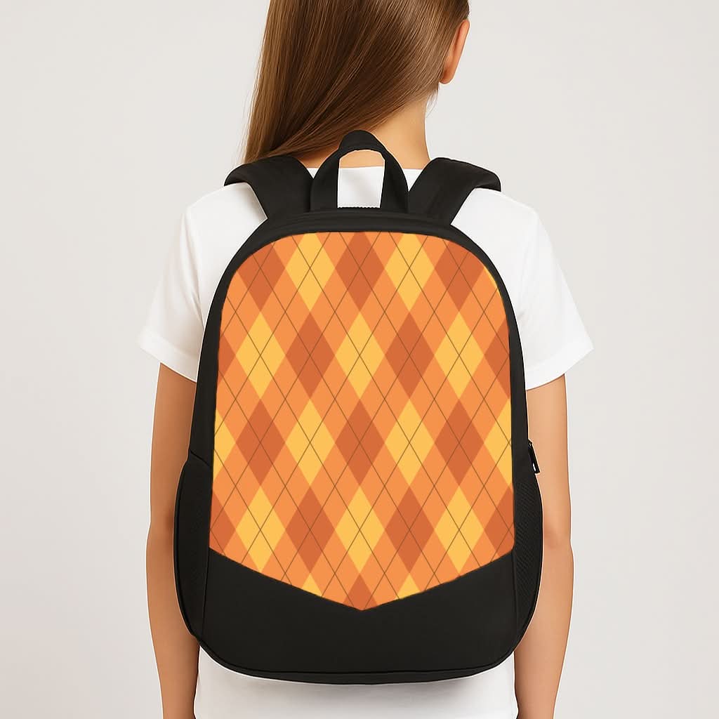 Orange Argyle Pattern School Bag