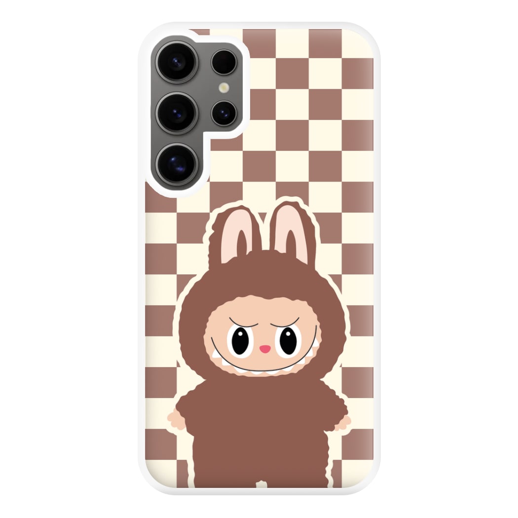 Checkered Cute Brown Monster Galaxy S24 Ultra Case
