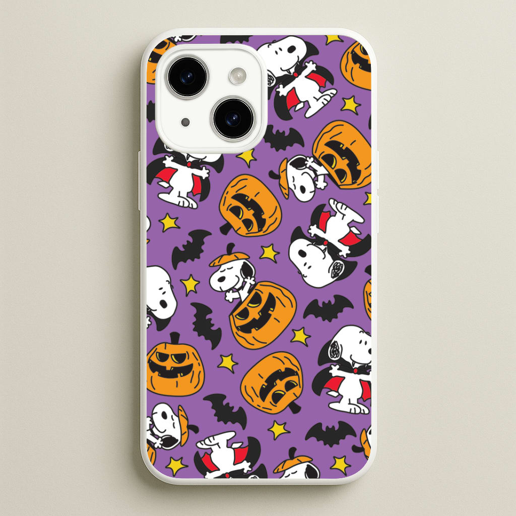 Cartoon Beagle Halloween Pattern iPhone 14 Case