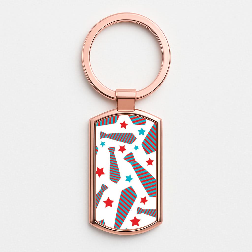 Tie And Stars Pattern Rose Gold Keyring