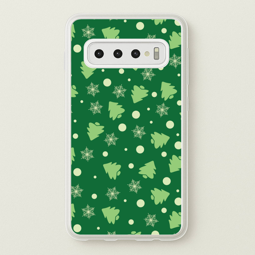 Cartoon Christmas Trees And Snowflakes Pattern Galaxy S10 Plus Case