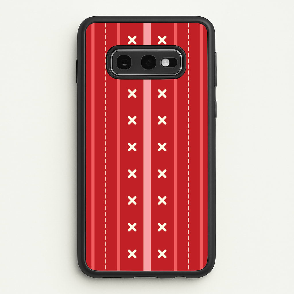 Stripes And Stitches Red Christmas Pattern Galaxy S10e Case