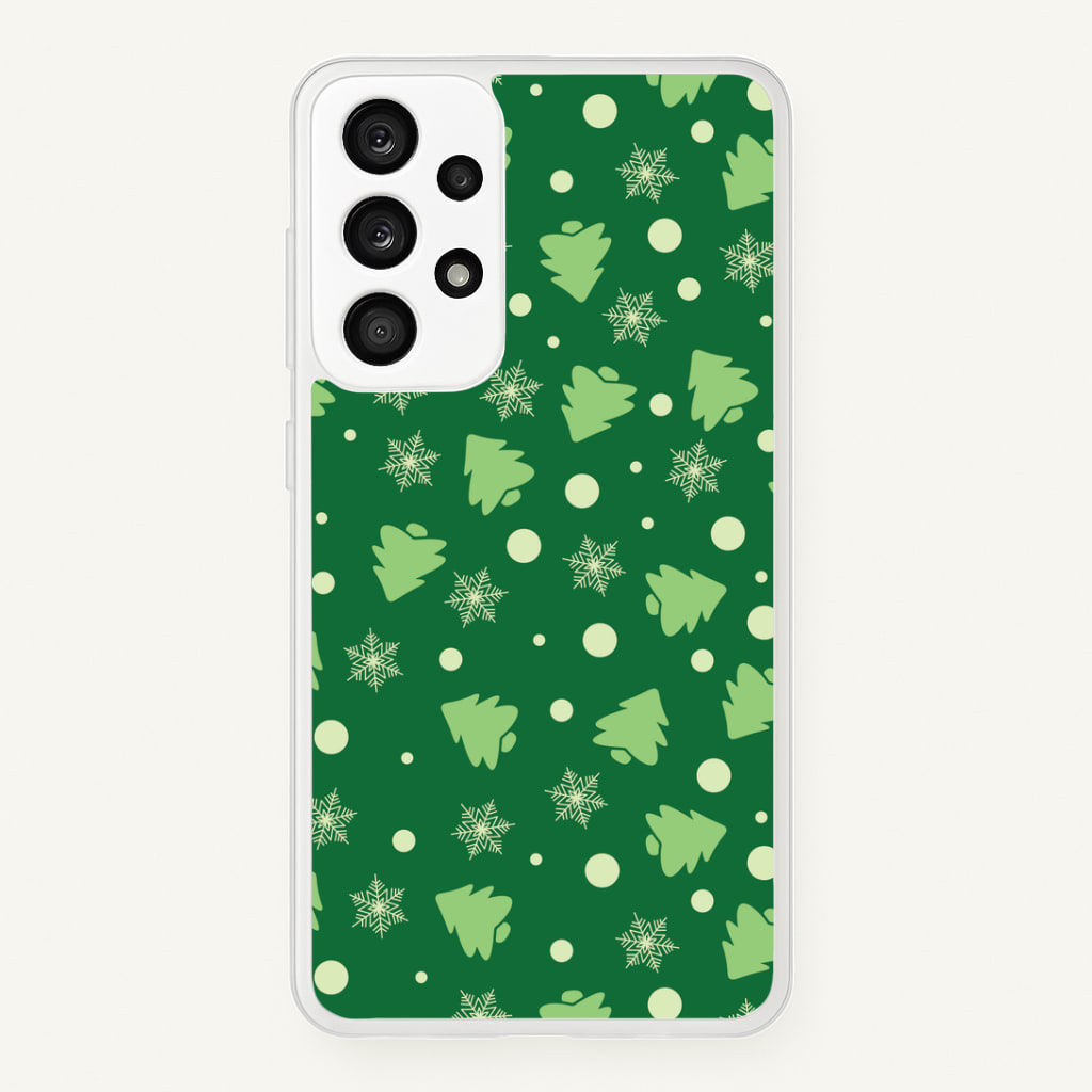 Cartoon Christmas Trees And Snowflakes Pattern Galaxy A53 Case
