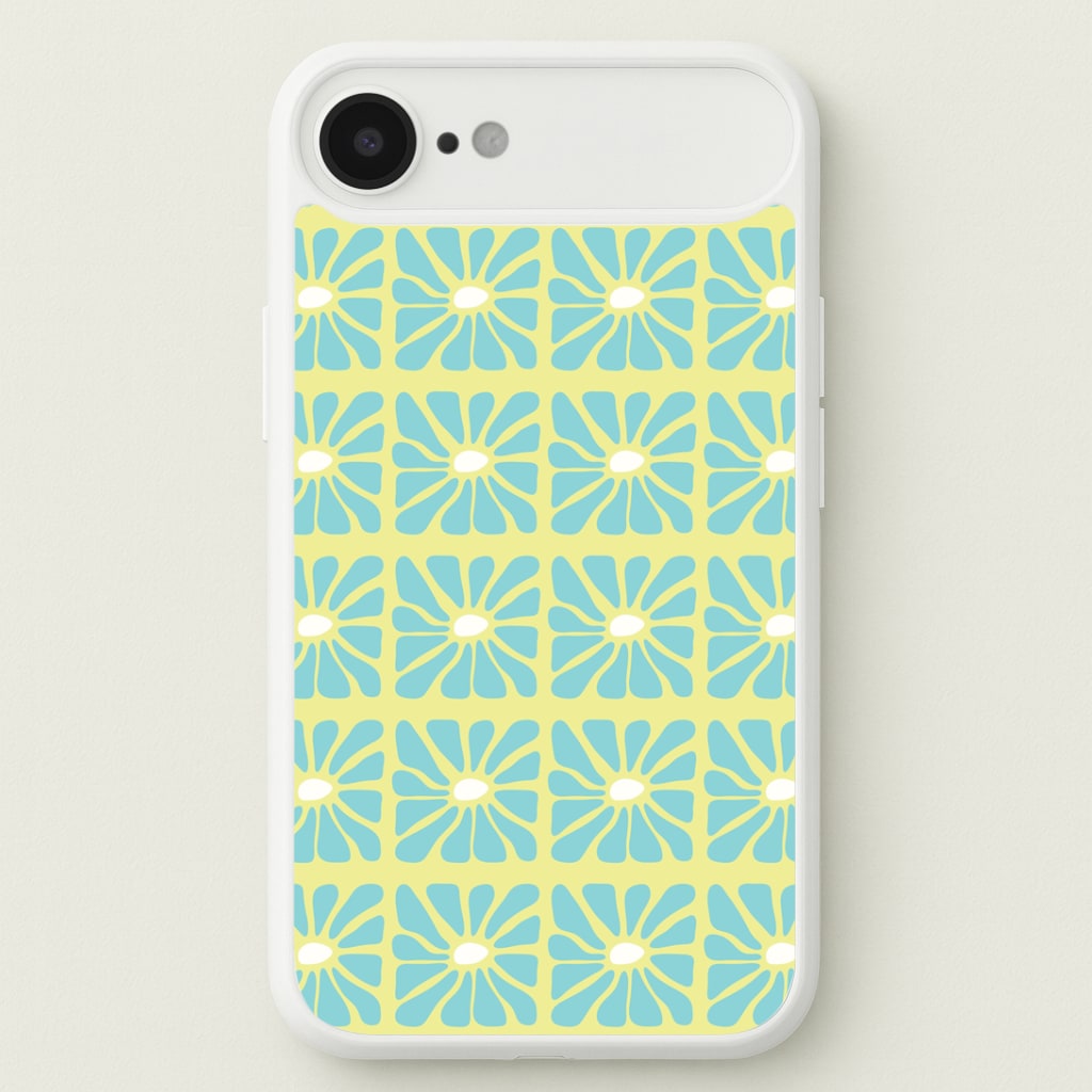 Square Abstract Flowers Blue iPhone 17 Air Case