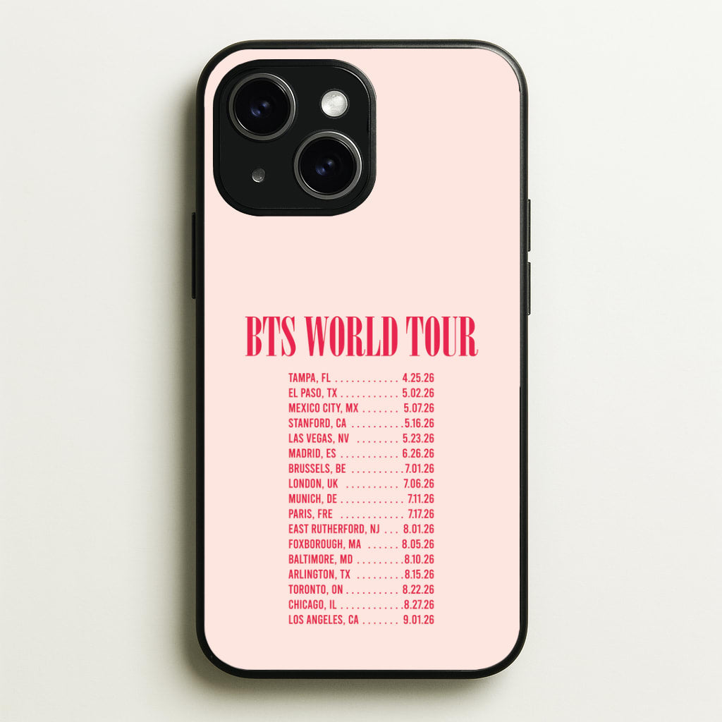 K-Pop Band World Tour List 2026 iPhone 15 Plus Case