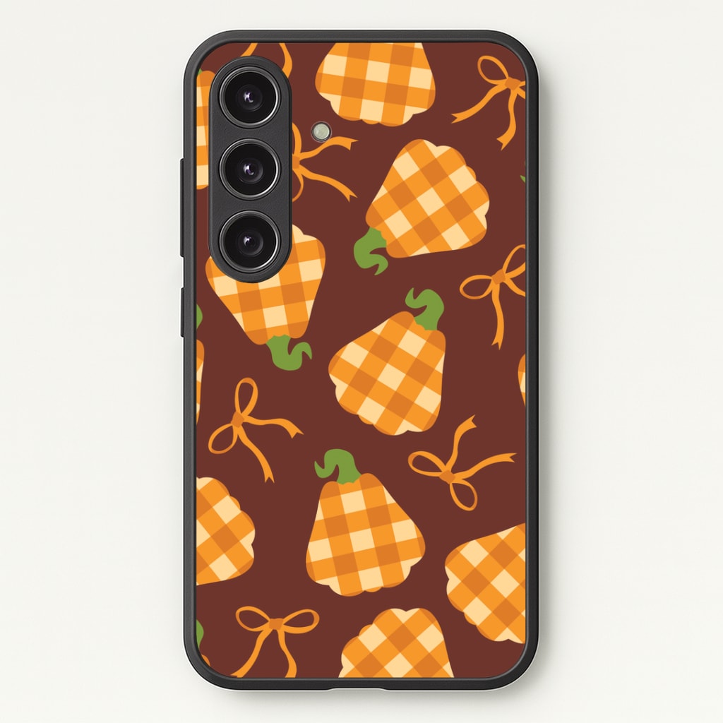 Tartan Pumpkins And Bows Pattern Galaxy S24 Case