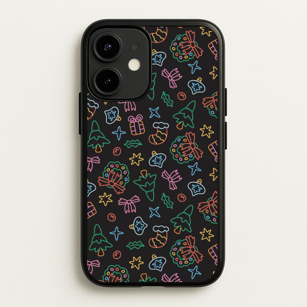 Neon Christmas Icons Pattern I iPhone 12 Mini Case