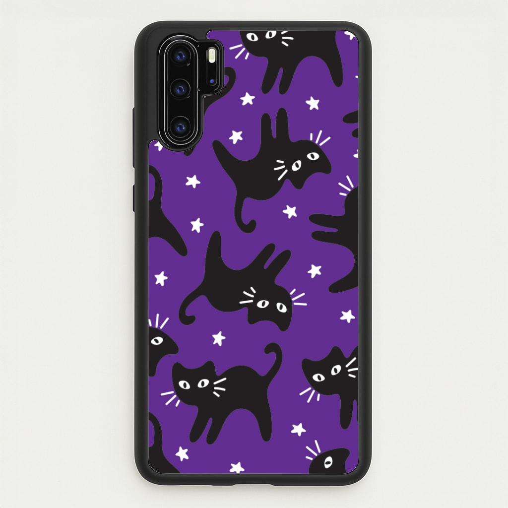 Cartoon Black Cats And Stars Pattern Huawei P30 Pro Case