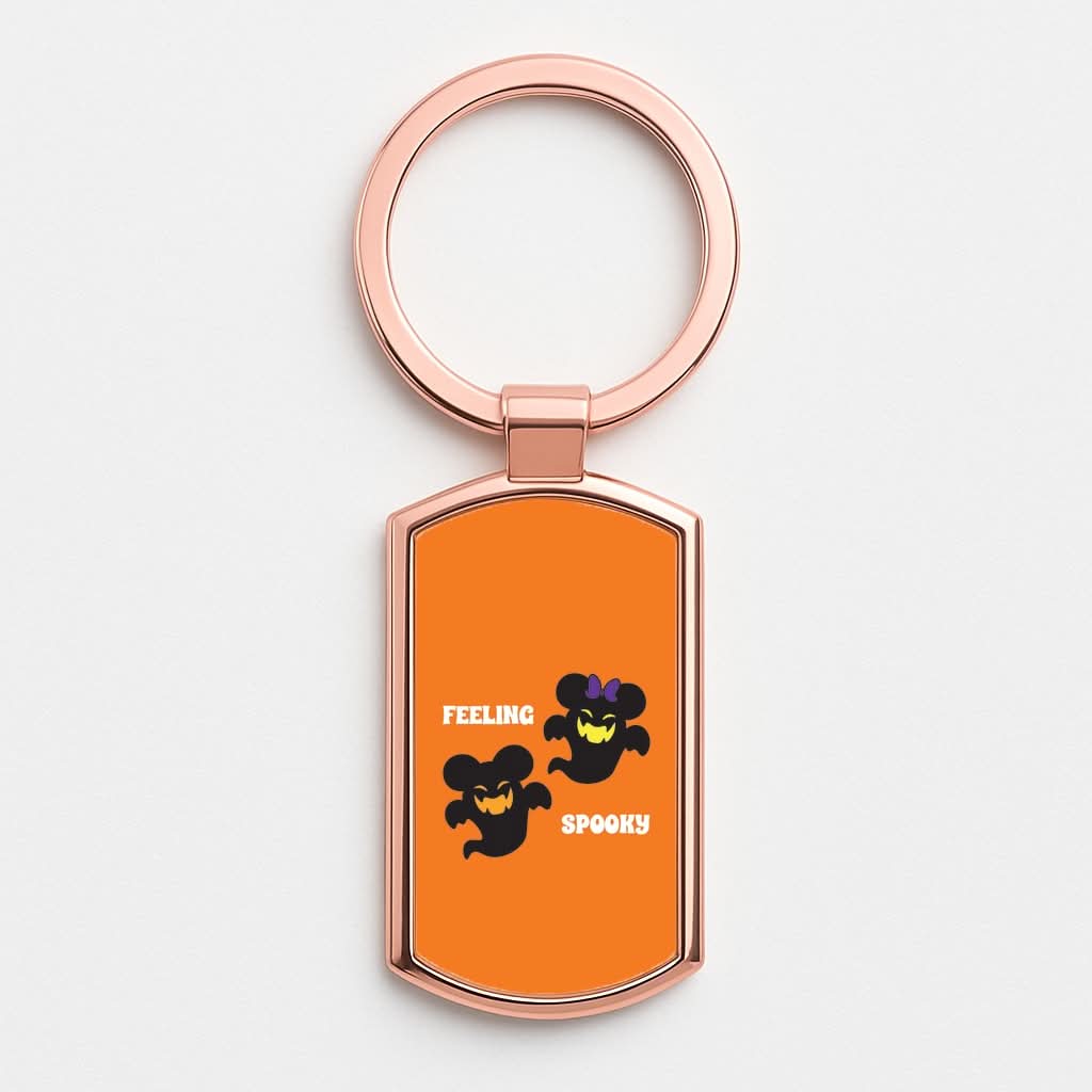Feeling Spooky Mouse Ghosts Rose Gold Keyring