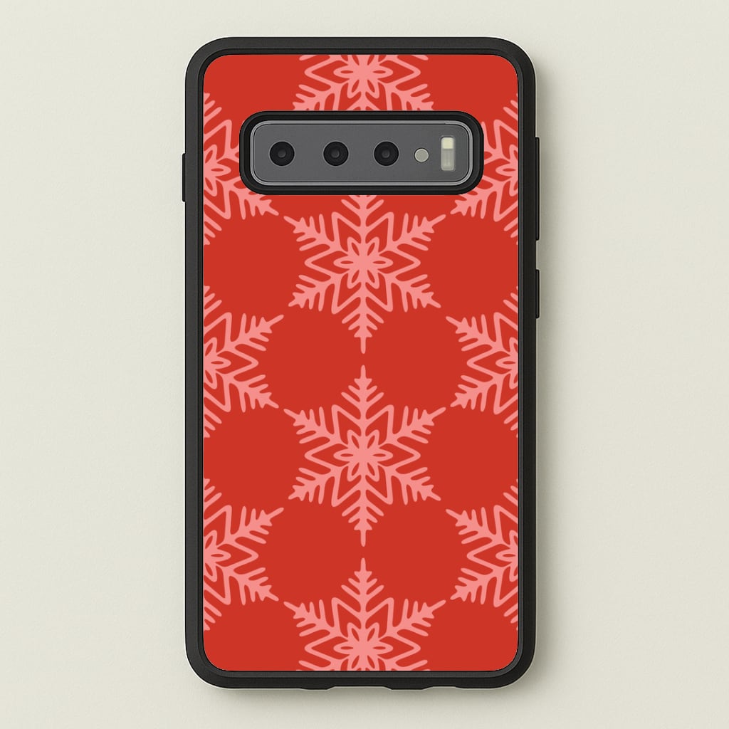 Red Giant Snowflakes Christmas Pattern Galaxy S10 Plus Case