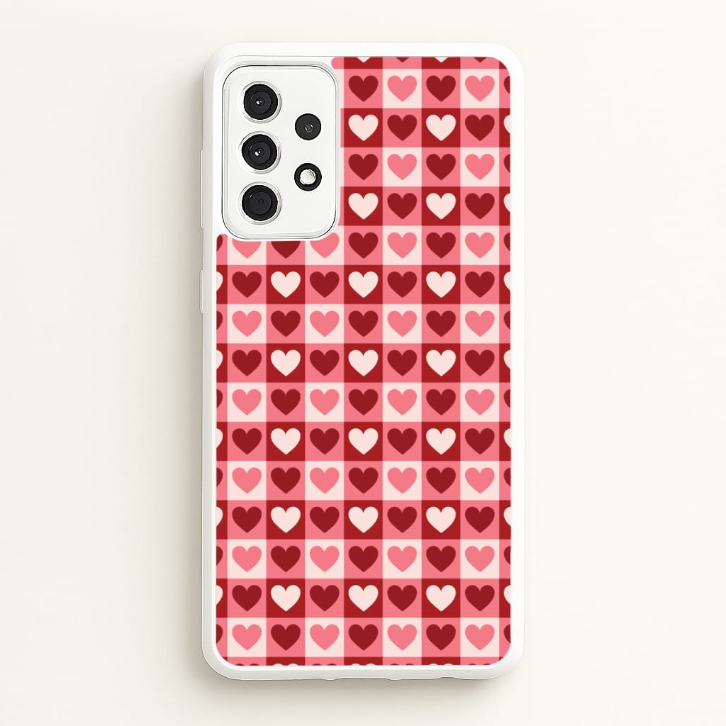 Pink Tartan Love Hearts Pattern Galaxy A52 / A52s Case